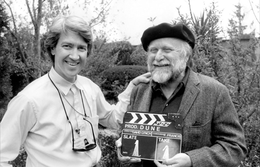 Dune 1984 director, David Lynch, and the original author, Frank Herbert Behind the Scenes photo